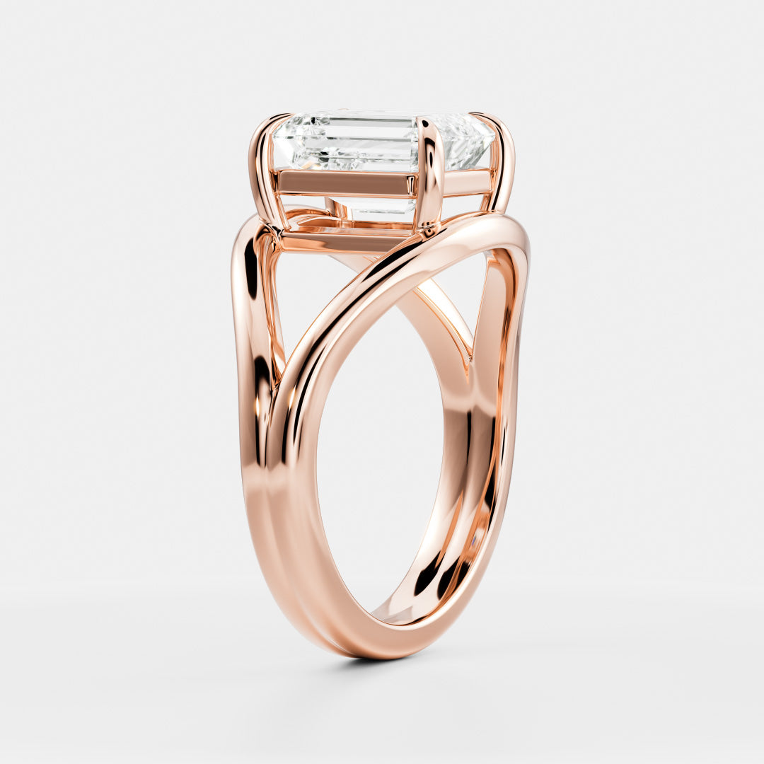 The Elise Ring - Split Shank Emerald Solitaire