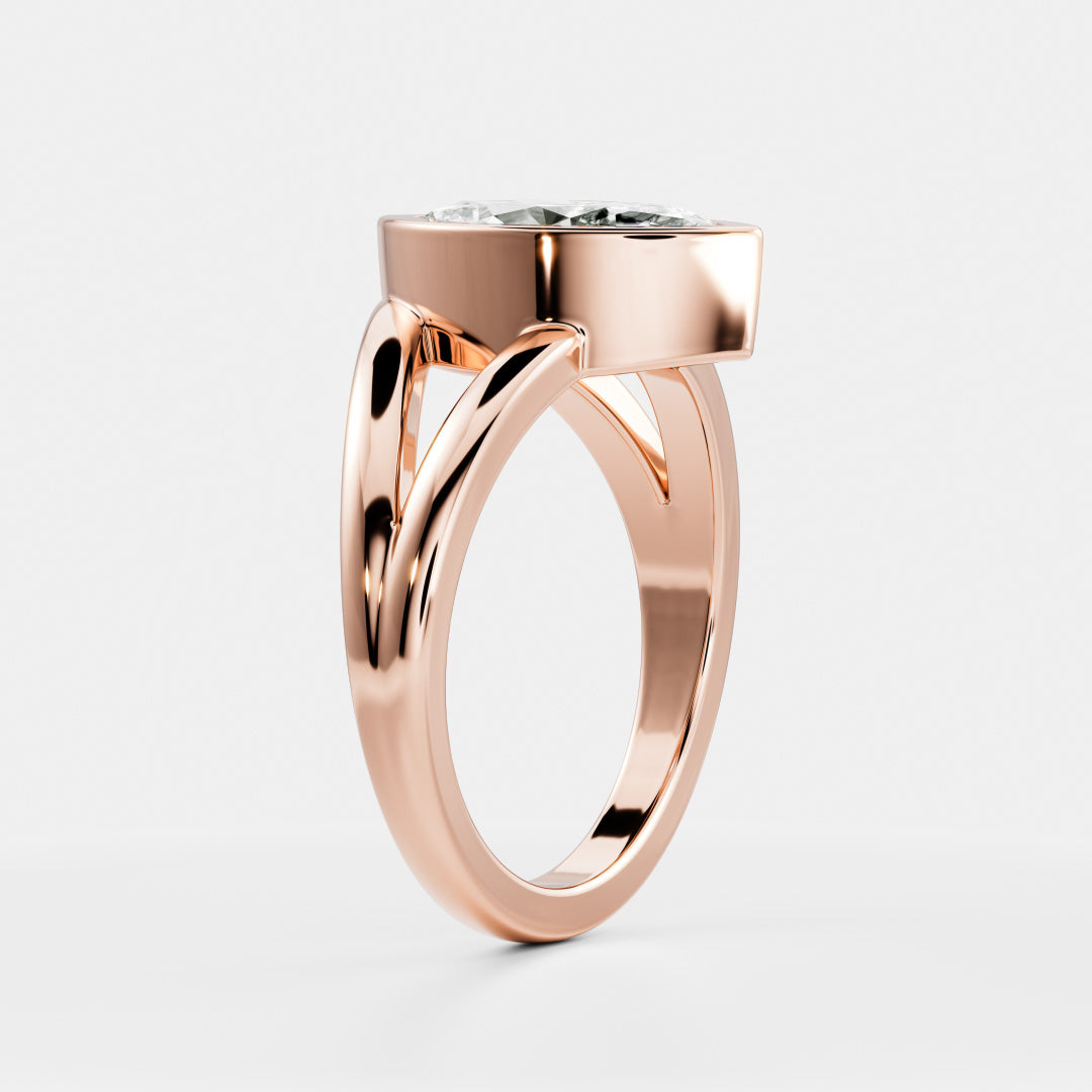The Jean Ring - Marquise Bezel Split Band Solitaire