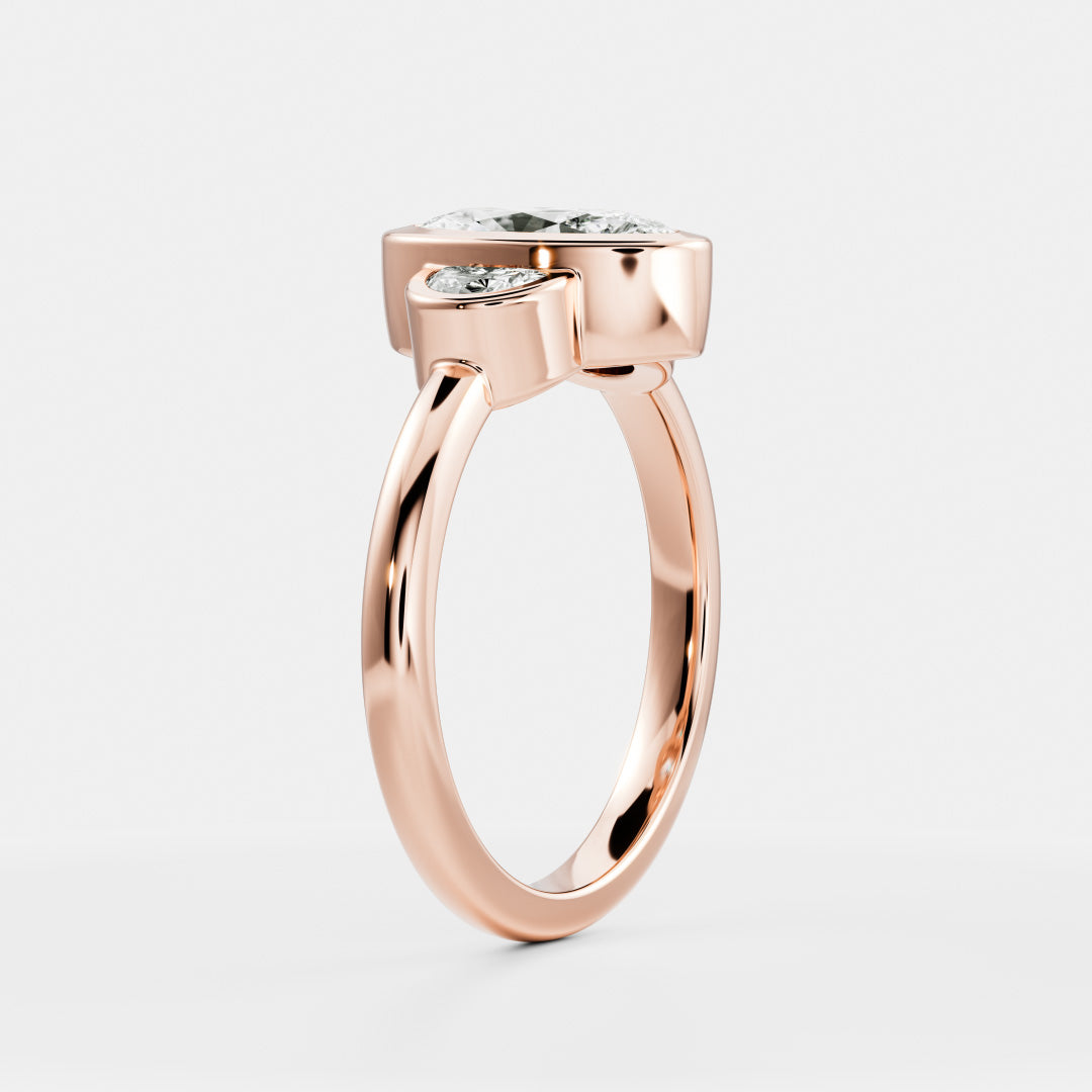 The Margot Ring - Oval and Half Moon Bezel Trilogy