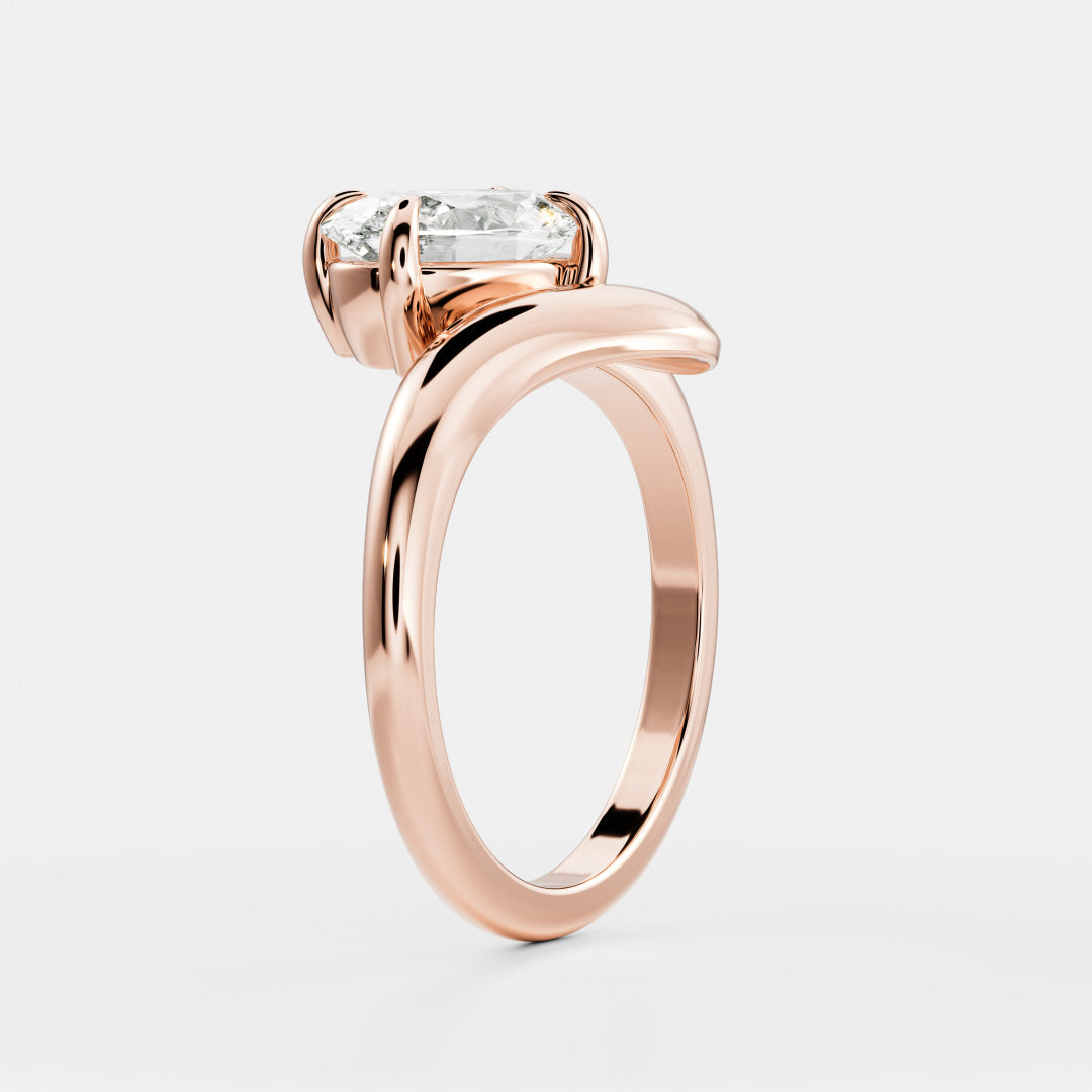 The Sarina Ring - Floating Oval Solitaire with Twisted Band