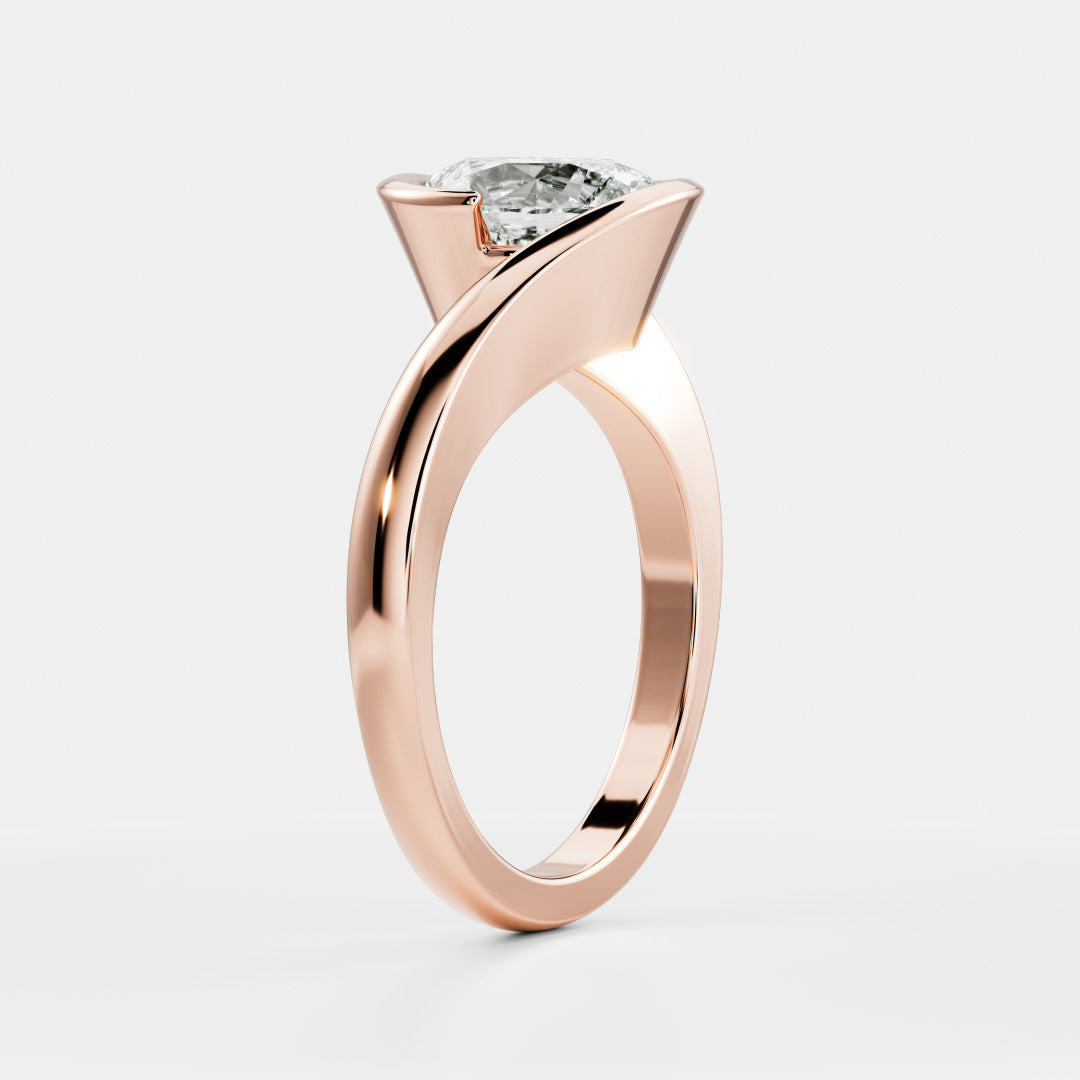 The Sorelle Ring - Suspended Oval Solitaire Wrap Ring