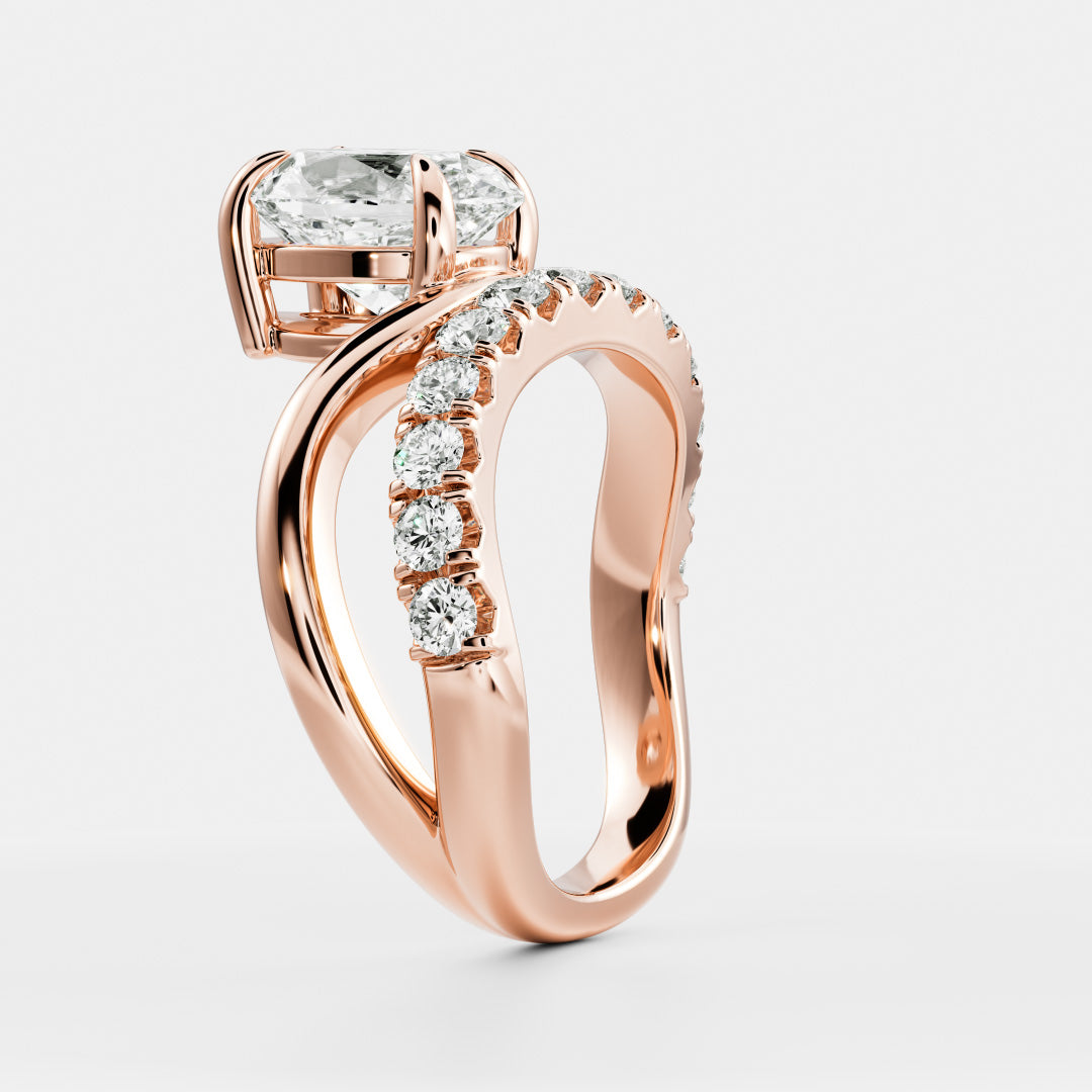 The Elijah Ring - Floating Oval Solitaire with Pavé Band