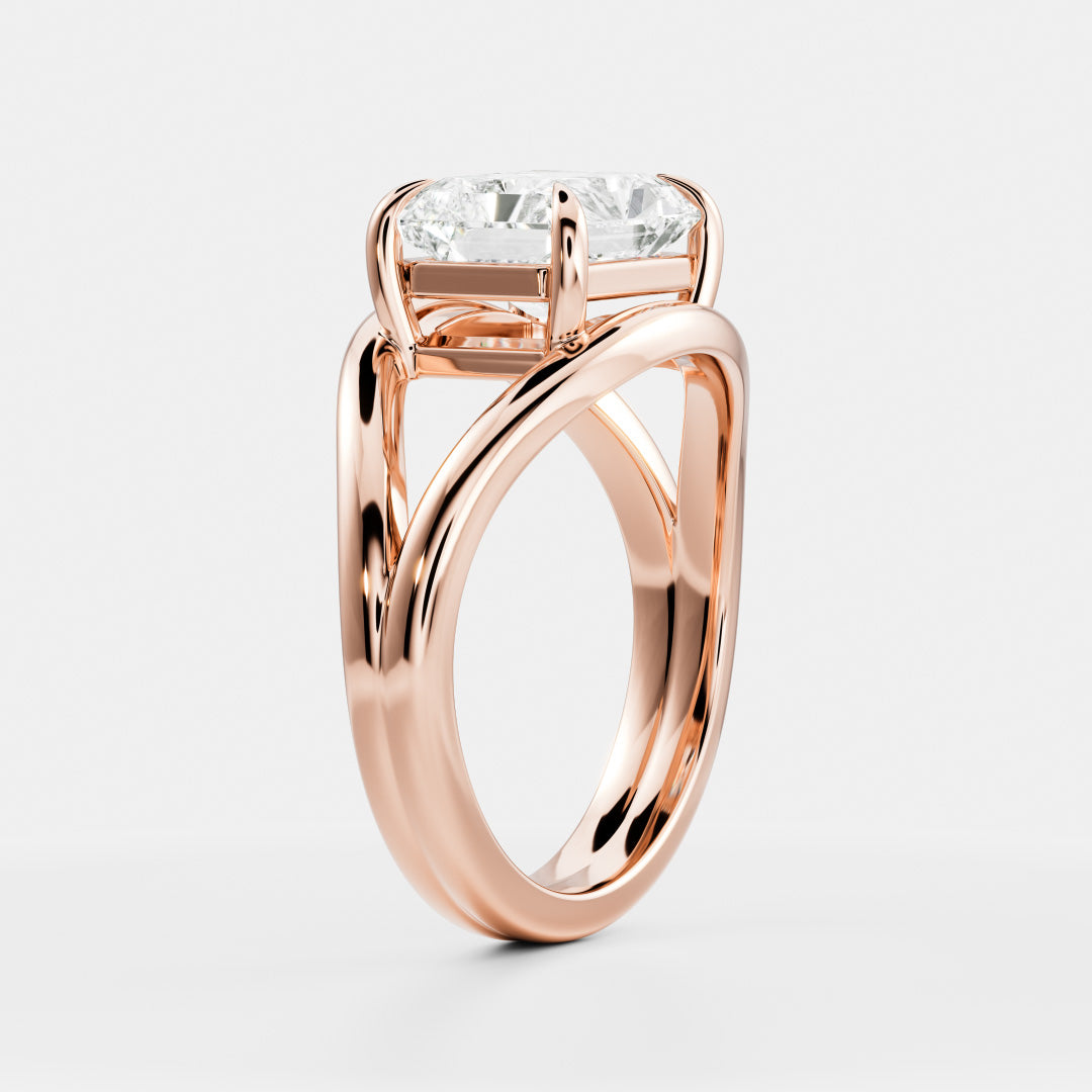 The Aleasa Ring - Split Shank East-West Radiant Solitaire