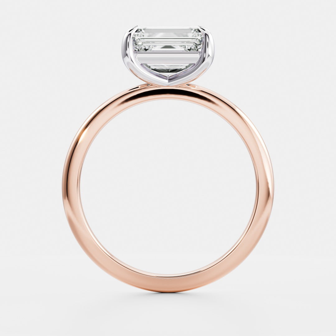 The Cora Ring - Horizontal Emerald Solitaire