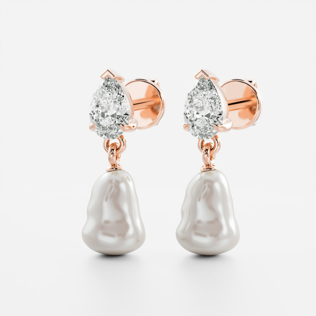 The Angelina Earrings - Keshi Pearl Pear Drop Earrings