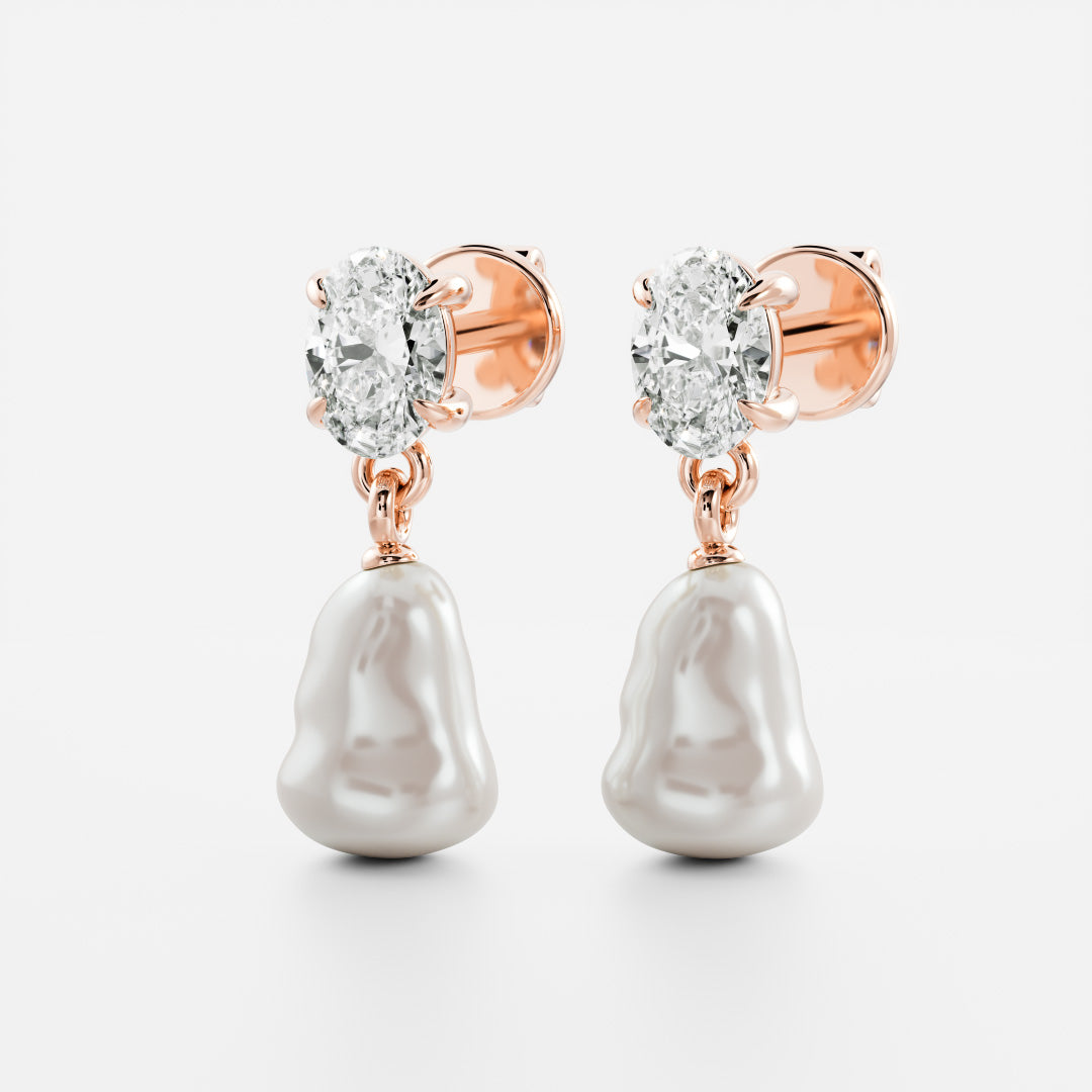 The Angelina Earrings - Keshi Pearl Oval Drop Earrings