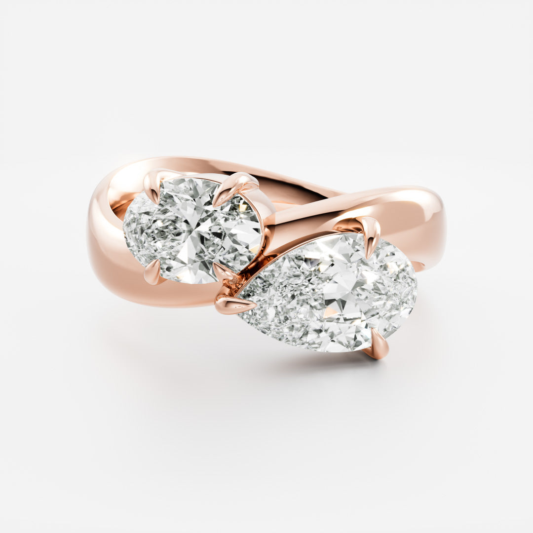 The Maëlys Ring - Oval and Pear Contoured Toi et Moi