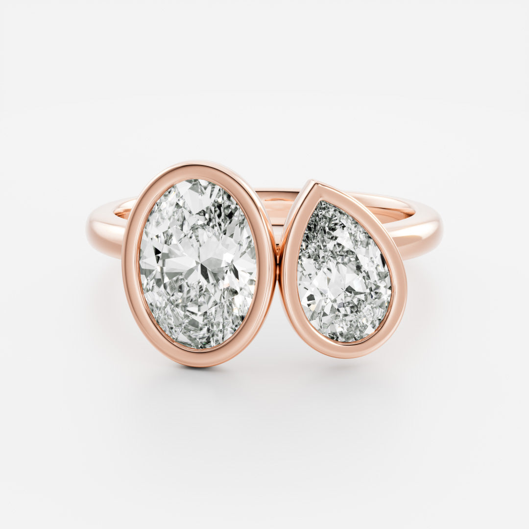 The Zélie Ring - Oval and Pear Bezel Toi et Moi