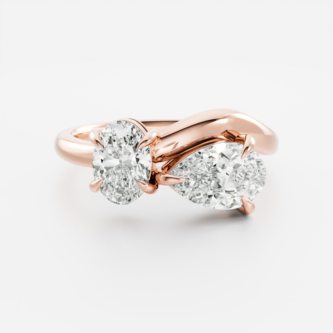 The Vivienne Ring - Oval and Pear Curved Toi et Moi