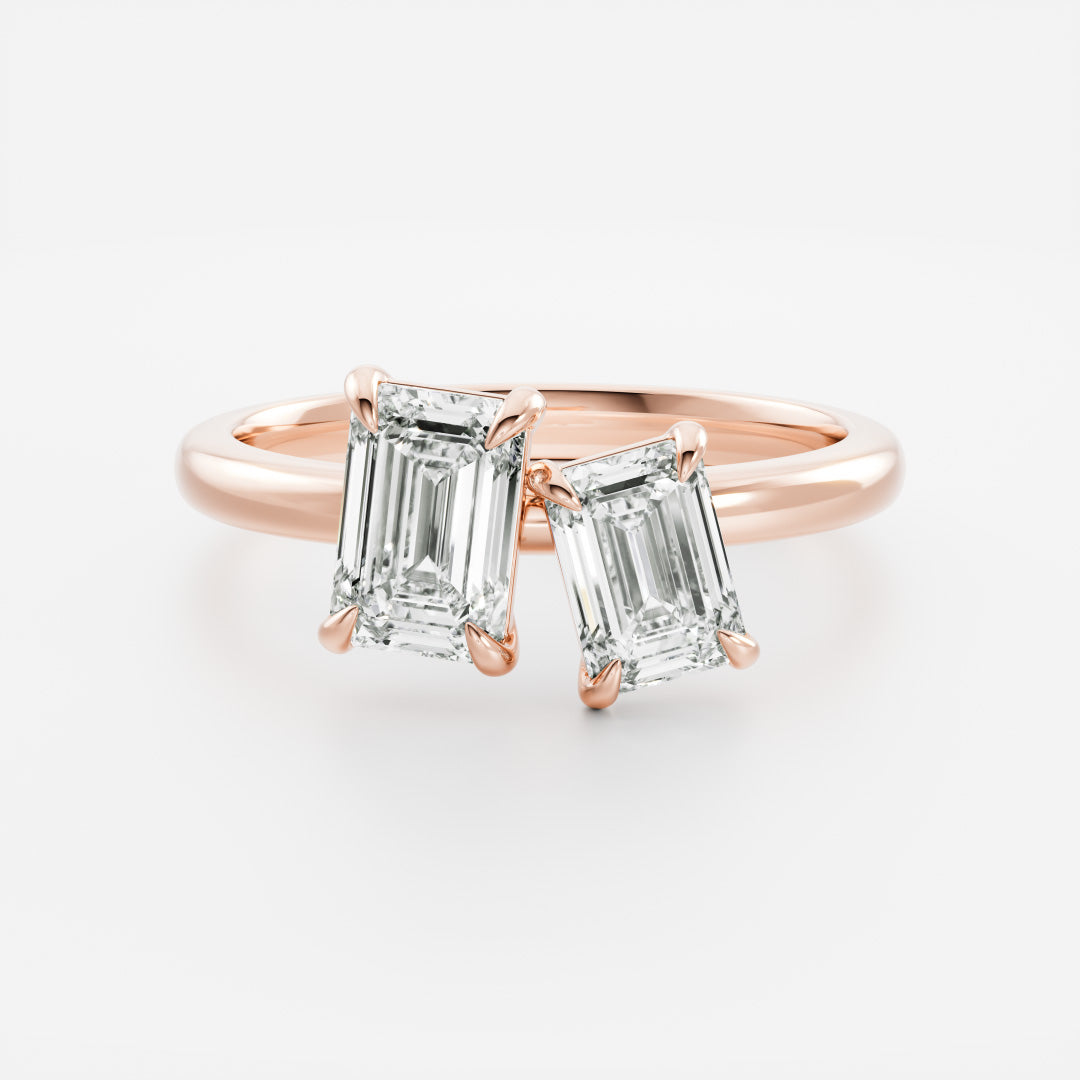 The Audrey Ring - Emerald Toi et Moi