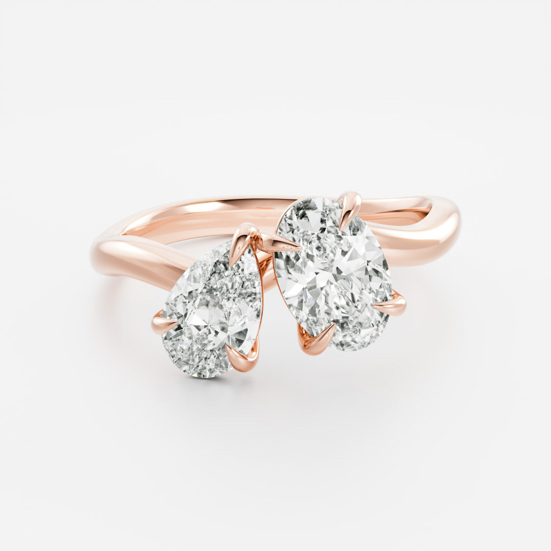 The Nadine Ring - Pear and Oval Organic Curved Toi et Moi