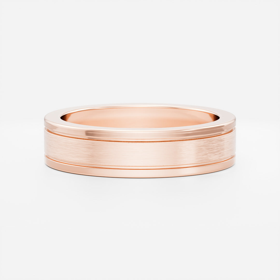 The Hugo Ring - Brushed Dual Grooved Men's Ceremonial Band