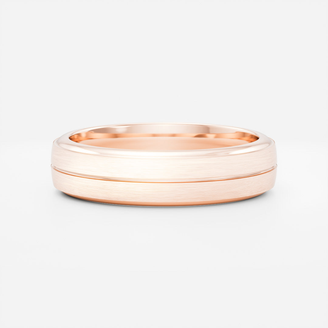 The Nikos Ring - Singular Grooved Brushed Men's Ceremonial Band