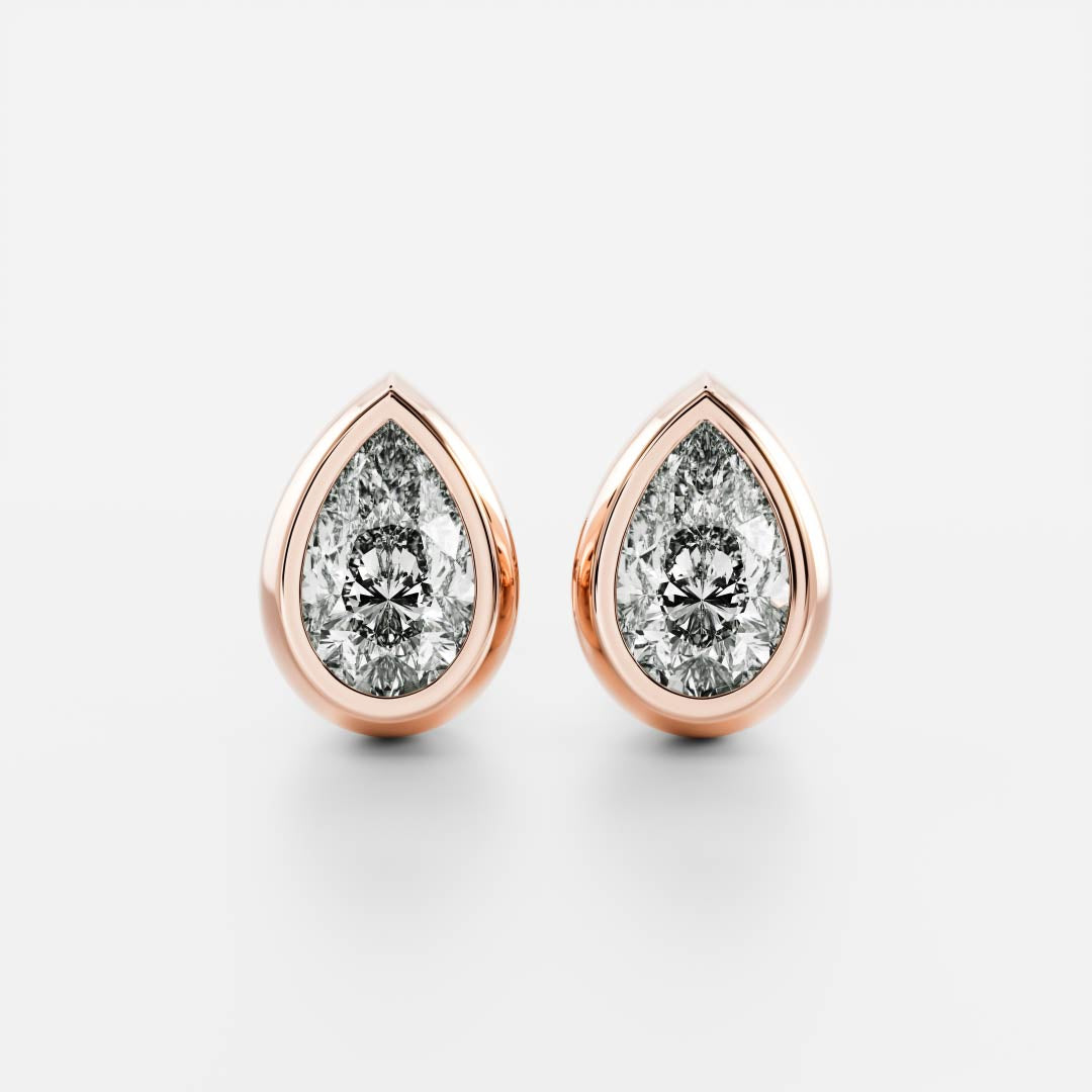 The Vera Earrings - Pear Bezel Studs