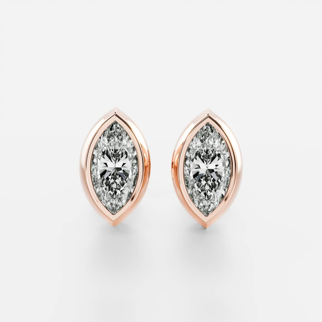 The Vera Earrings - Marquise Bezel Studs