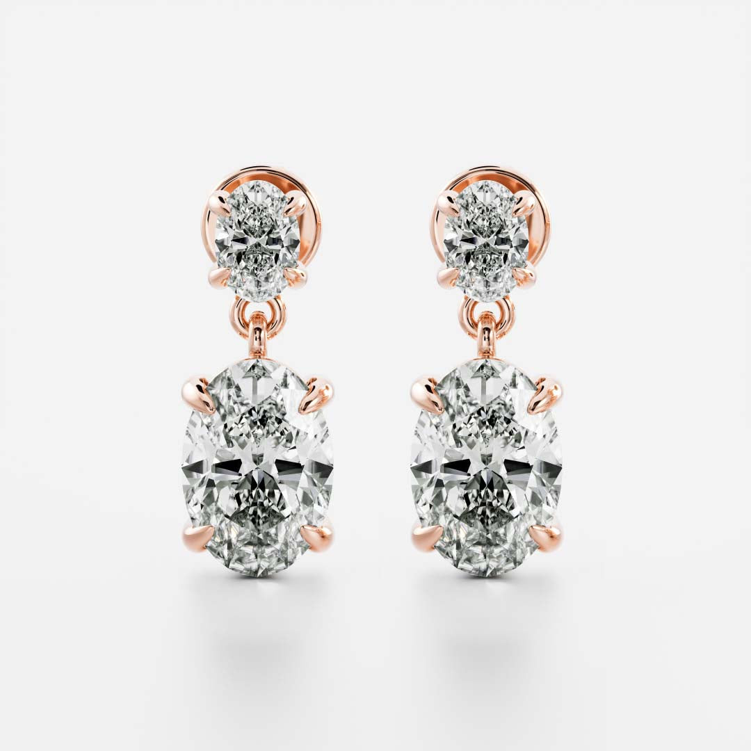 The Arietta Earrings - Oval Double Drop Earrings