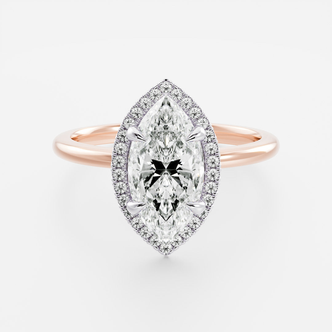 The Arie Ring - Marquise Halo