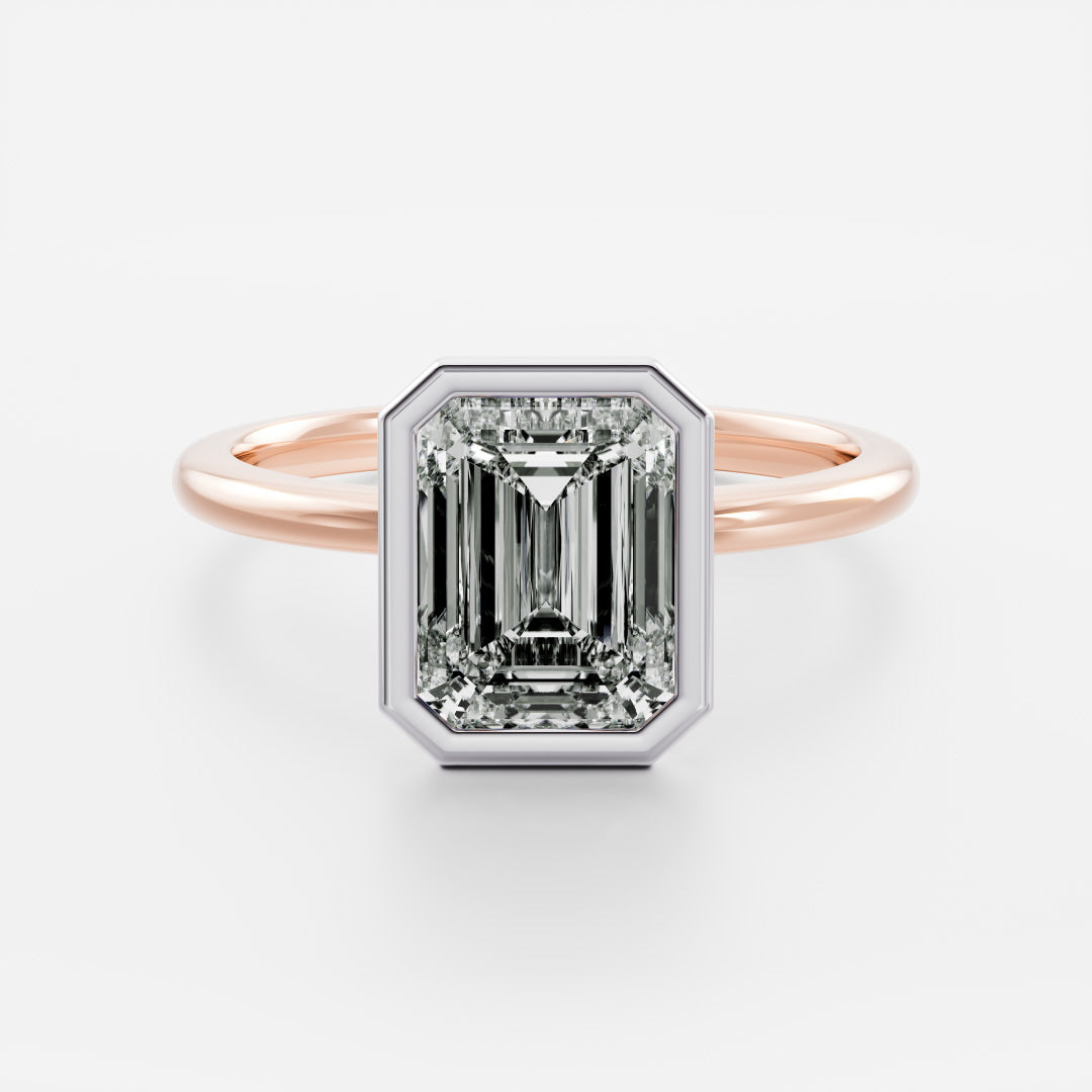 The Audrey Ring - Emerald Bezel Solitaire