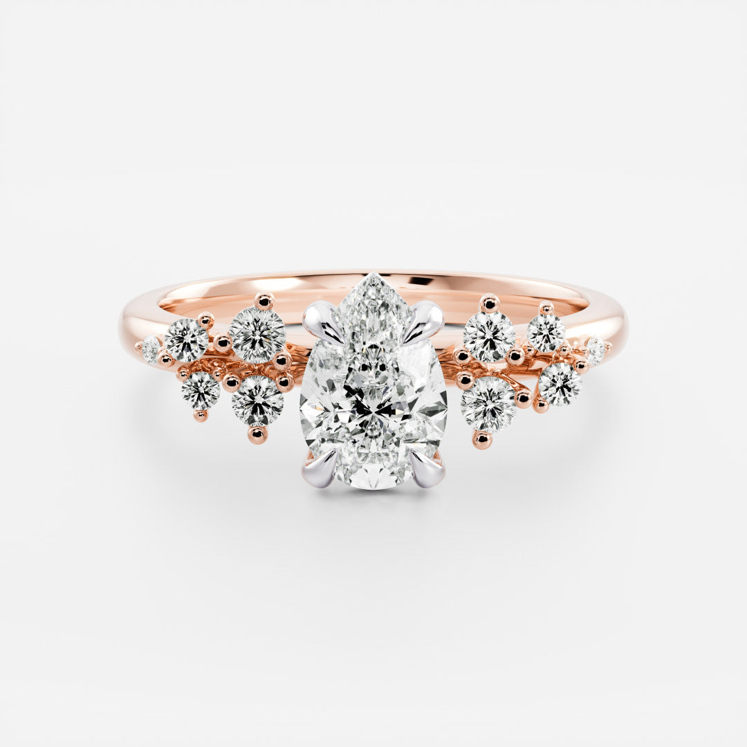 The Aurora Ring - Pear with Round Brilliant Accents