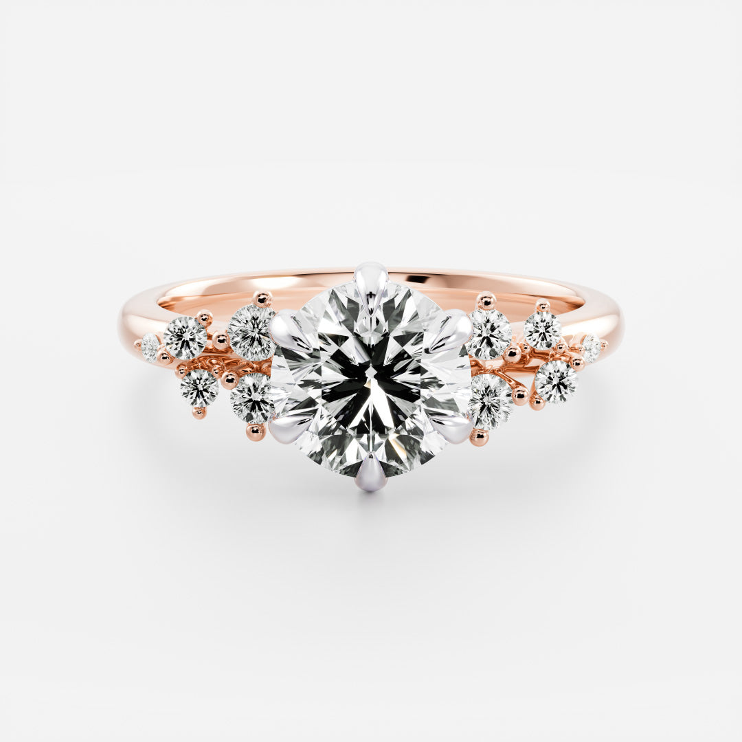 The Aurora Ring - Round with Round Brilliant Accents