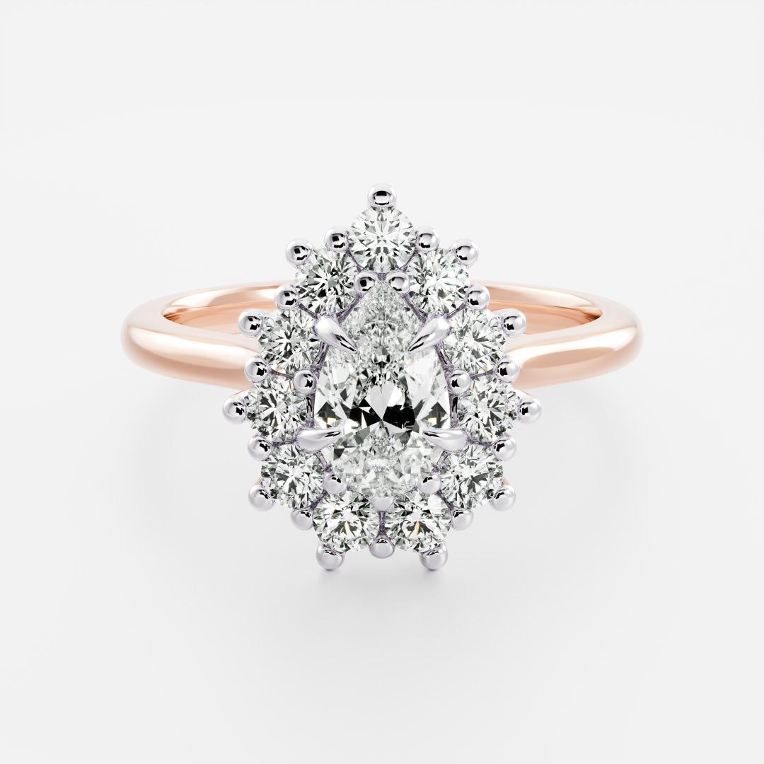 The Eloise Ring - Pear Antique Halo