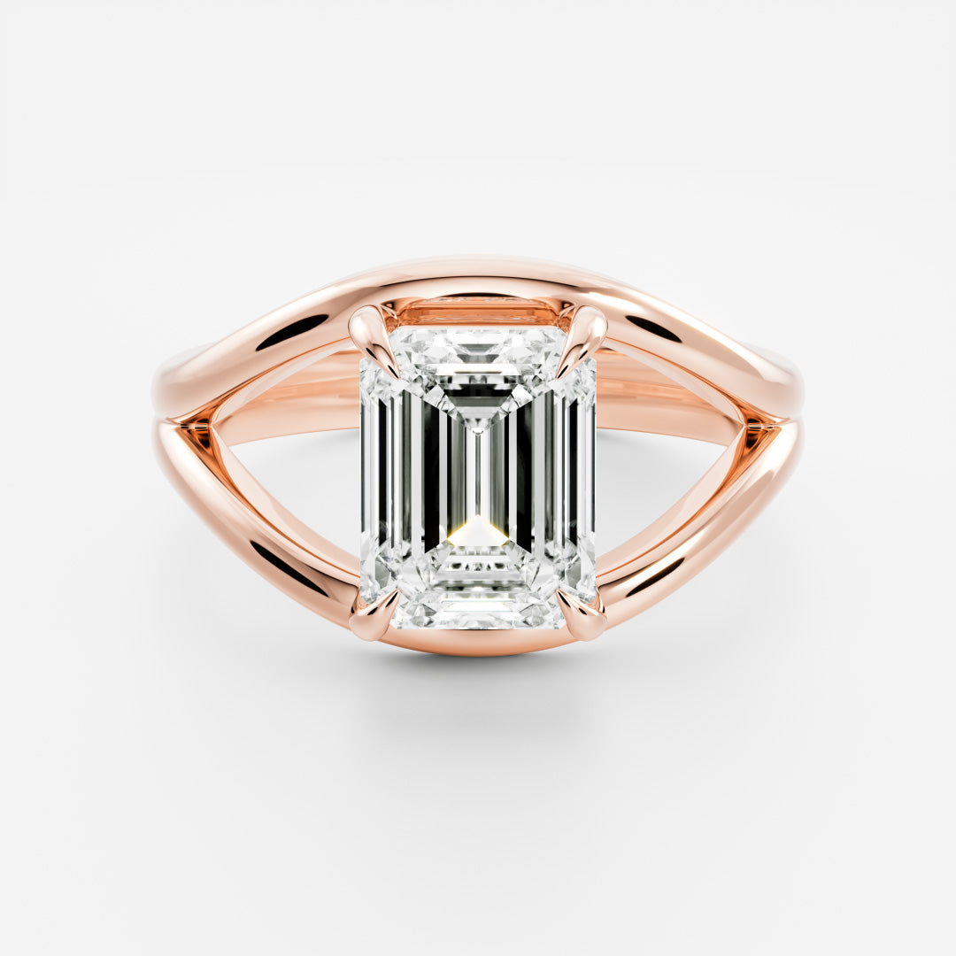The Elise Ring - Split Shank Emerald Solitaire