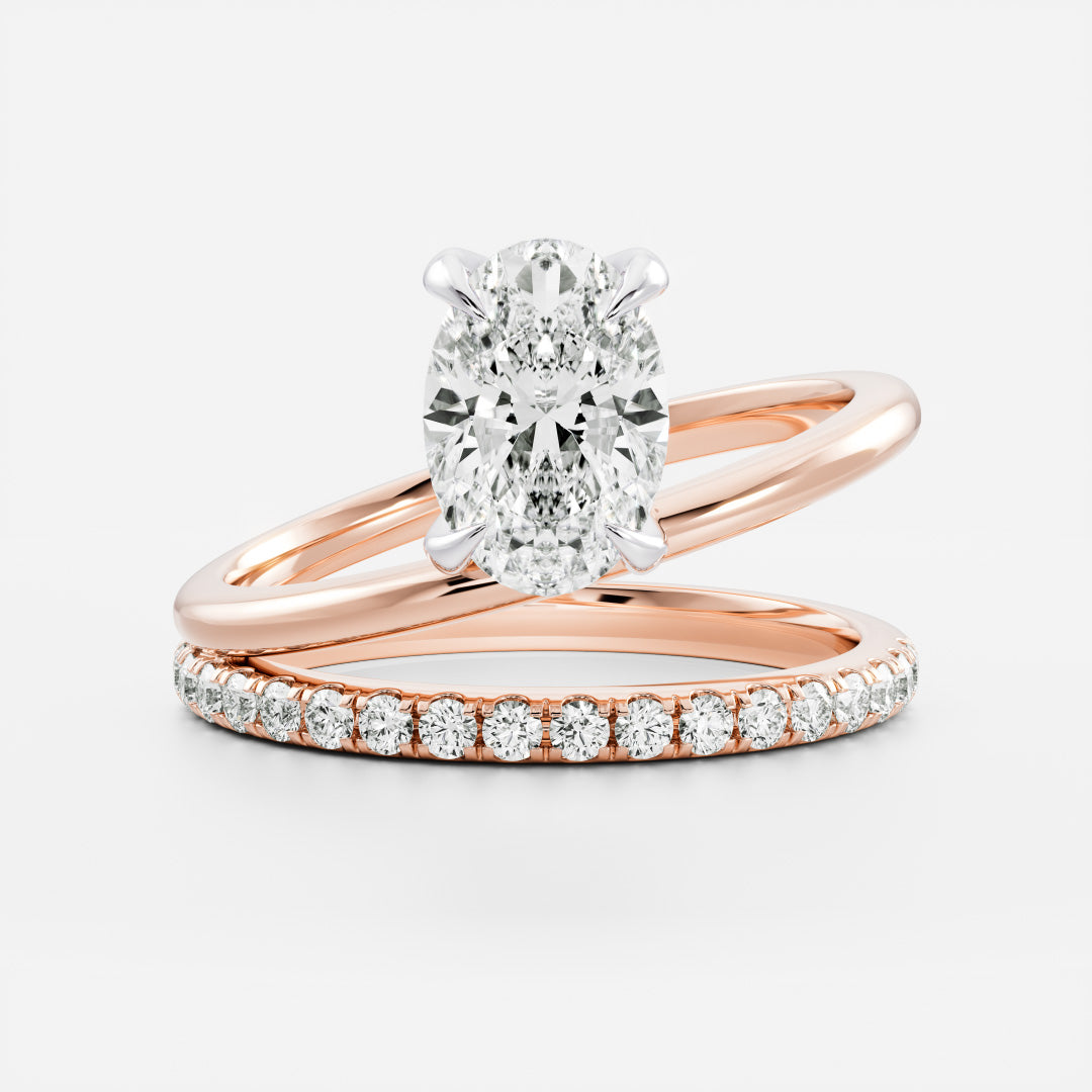 The Emerie Ring - Oval Double Band Solitaire