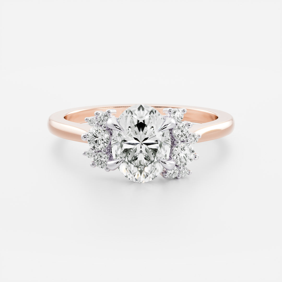 The Fleur Ring - Oval With Round Brilliant Accent Stones