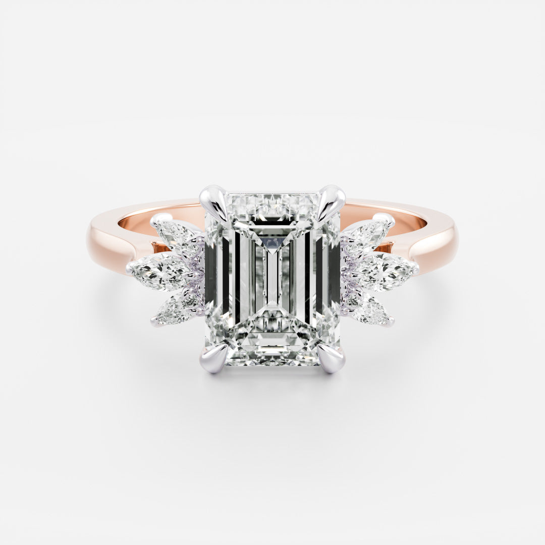 The Juniper Ring - Ornate Emerald With Accent Stones