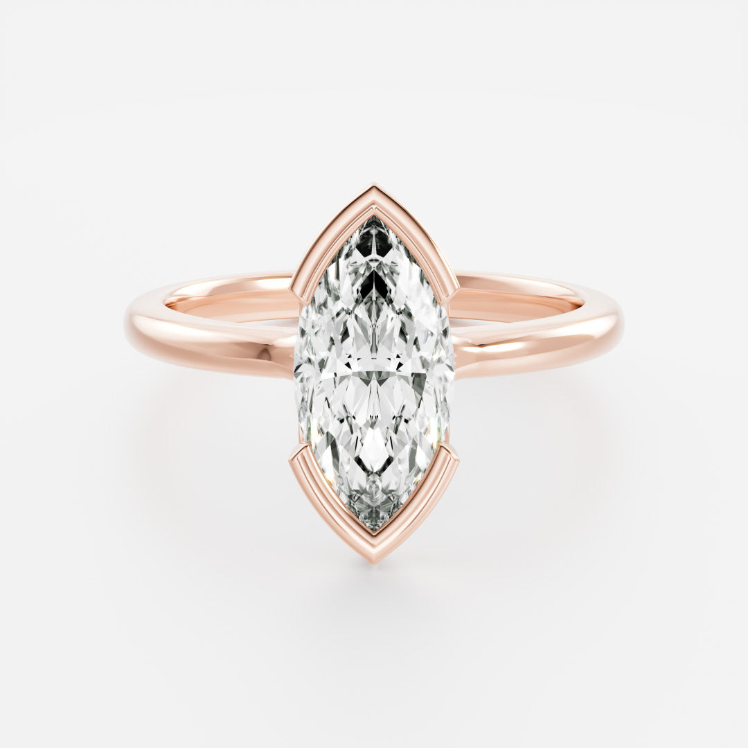 The Arie Ring - Marquise Half Bezel Solitaire