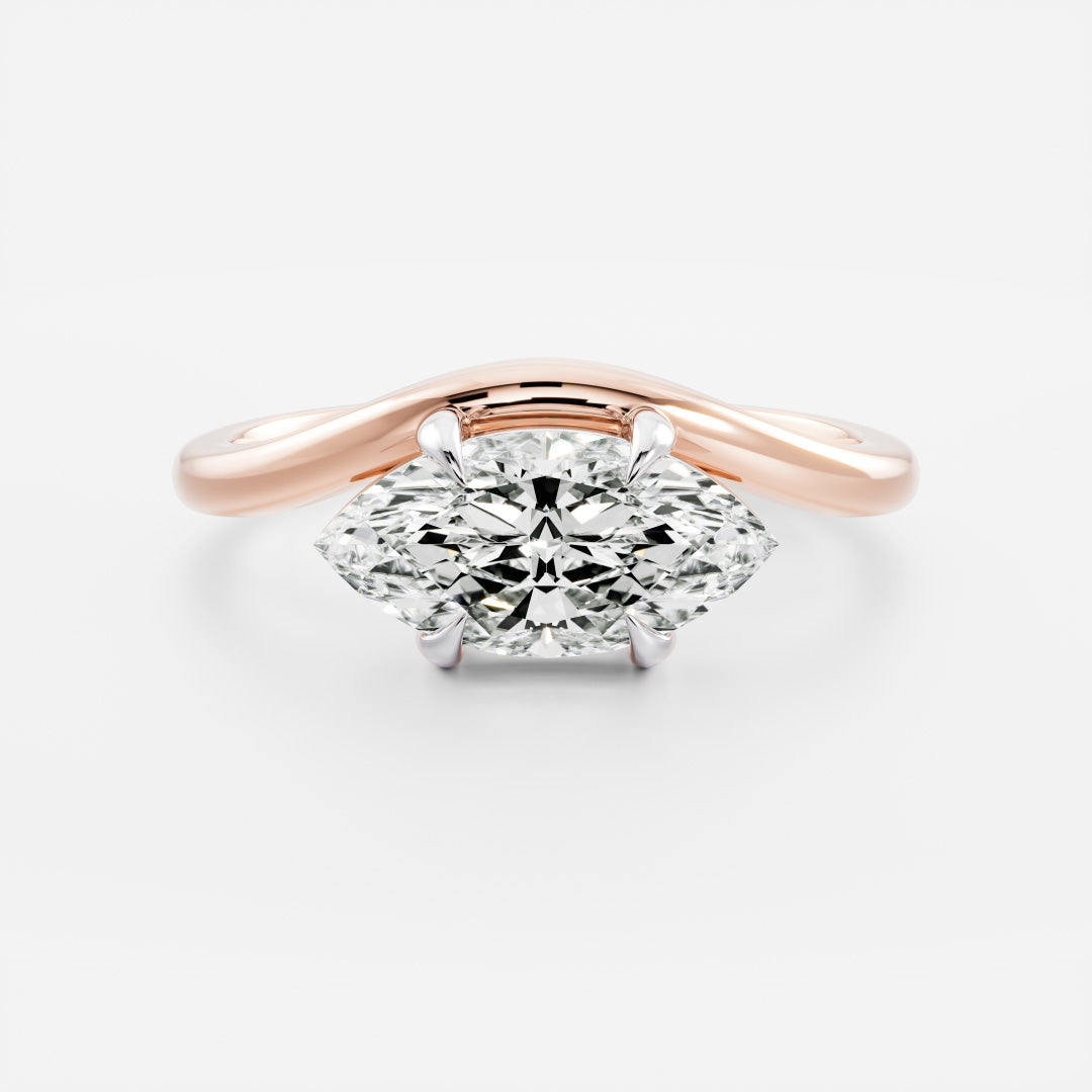 The Maya Ring - Marquise Curved Solitaire
