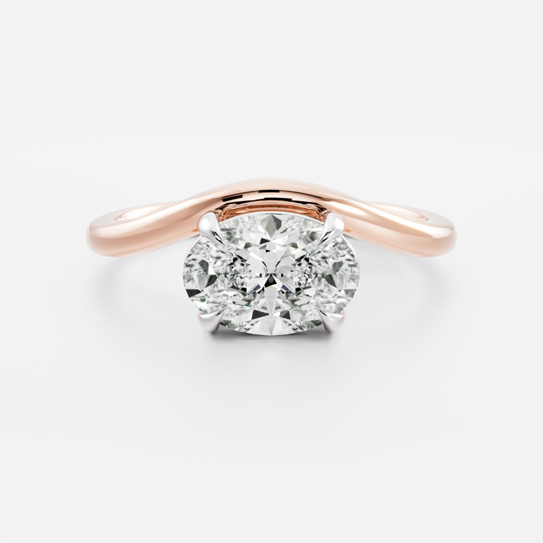 The Maya Ring - Oval Curved Solitaire