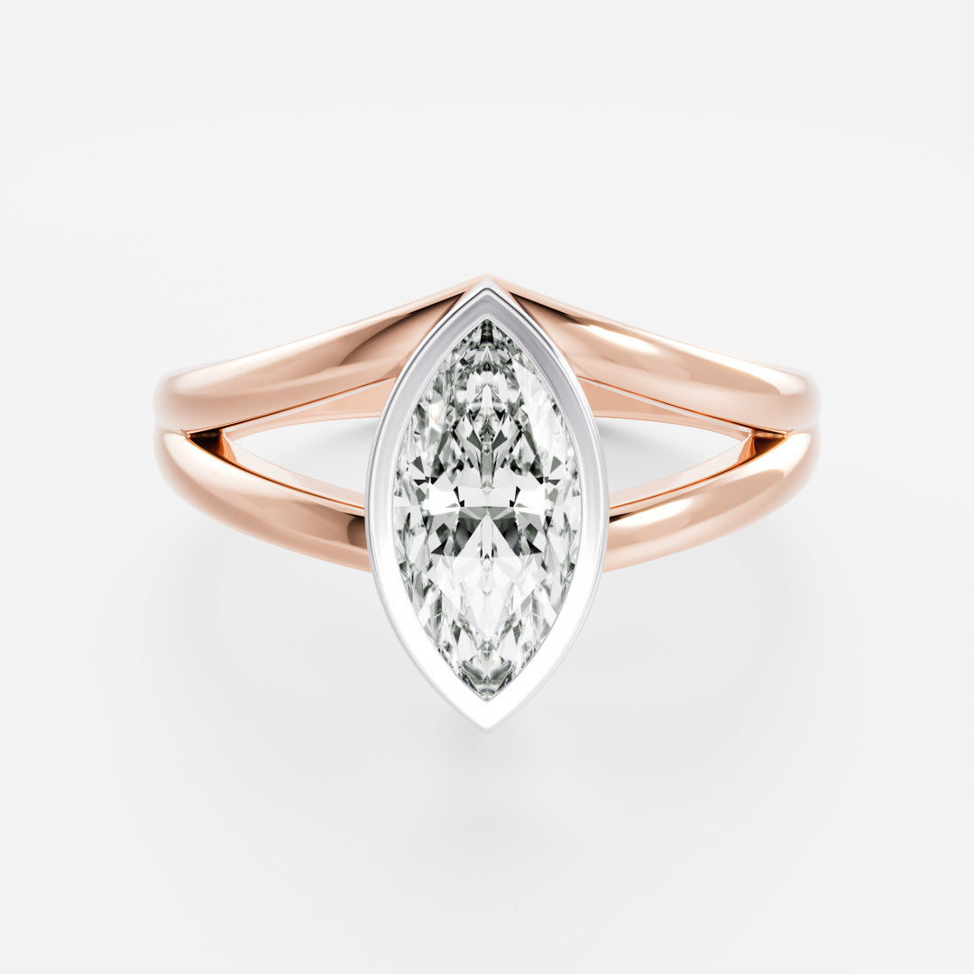 The Jean Ring - Marquise Bezel Split Band Solitaire