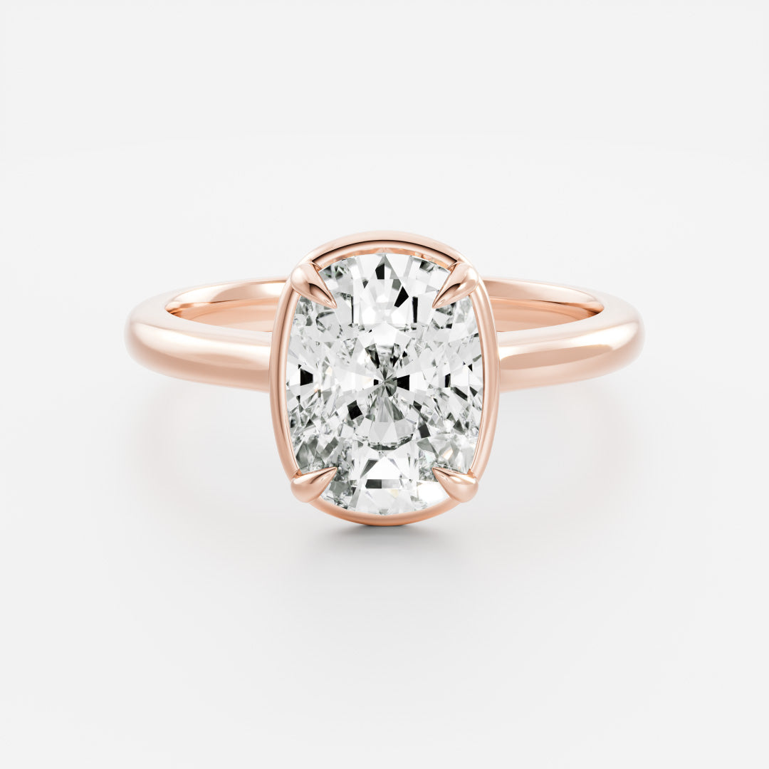 The Ophelia Ring - Elongated Cushion Cathedral Georgian Solitaire