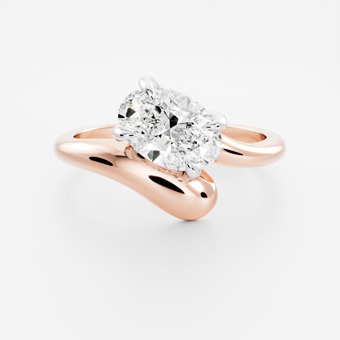 The Sarina Ring - Floating Oval Solitaire with Twisted Band