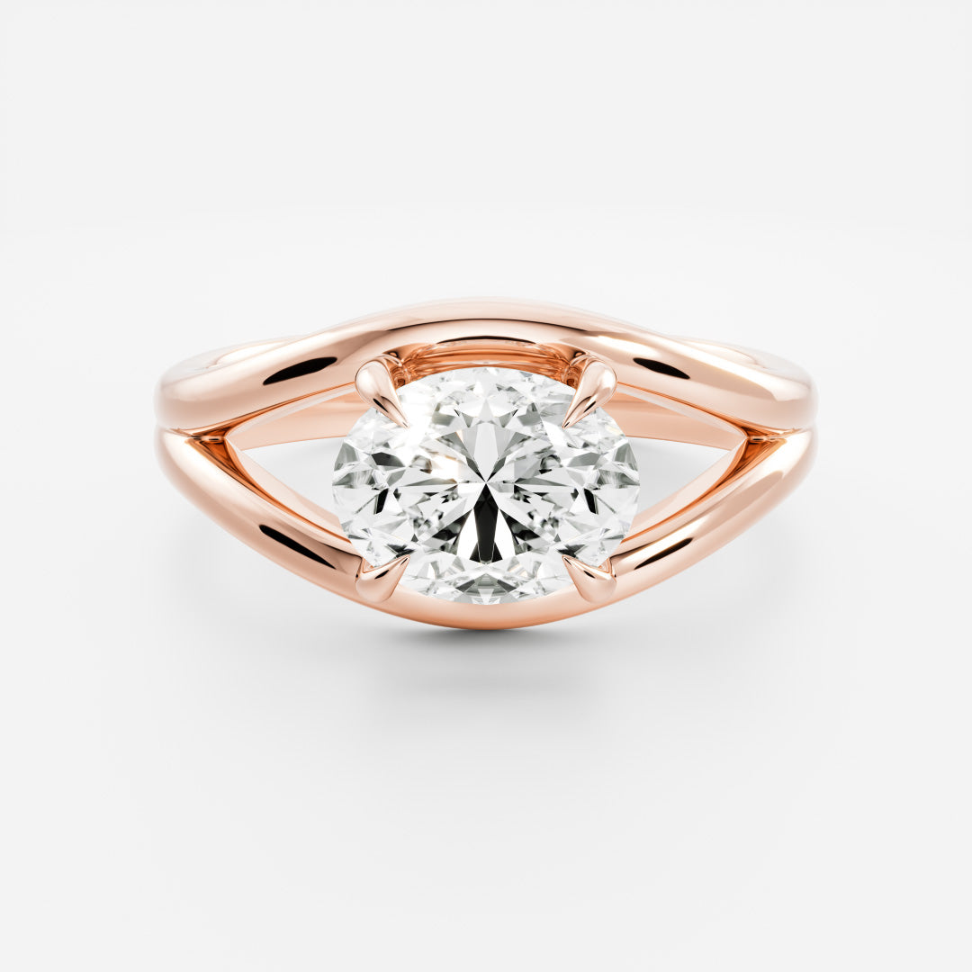 The Aleasa Ring - Split Shank East-West Oval Solitaire