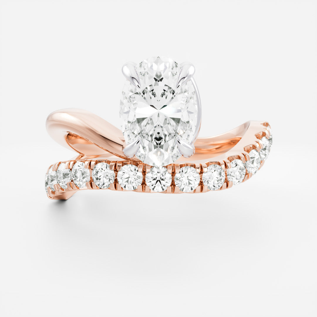 The Elijah Ring - Floating Oval Solitaire with Pavé Band