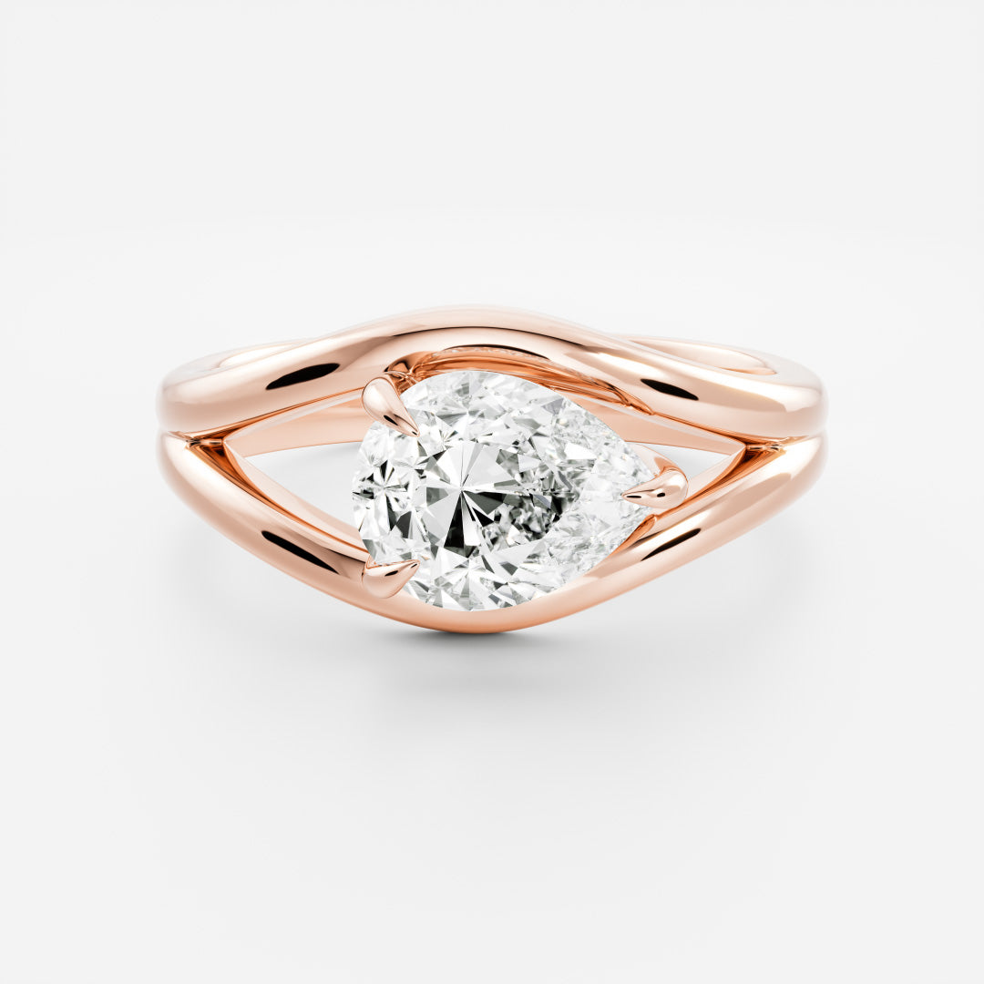 The Aleasa Ring - Split Shank East-West Pear Solitaire