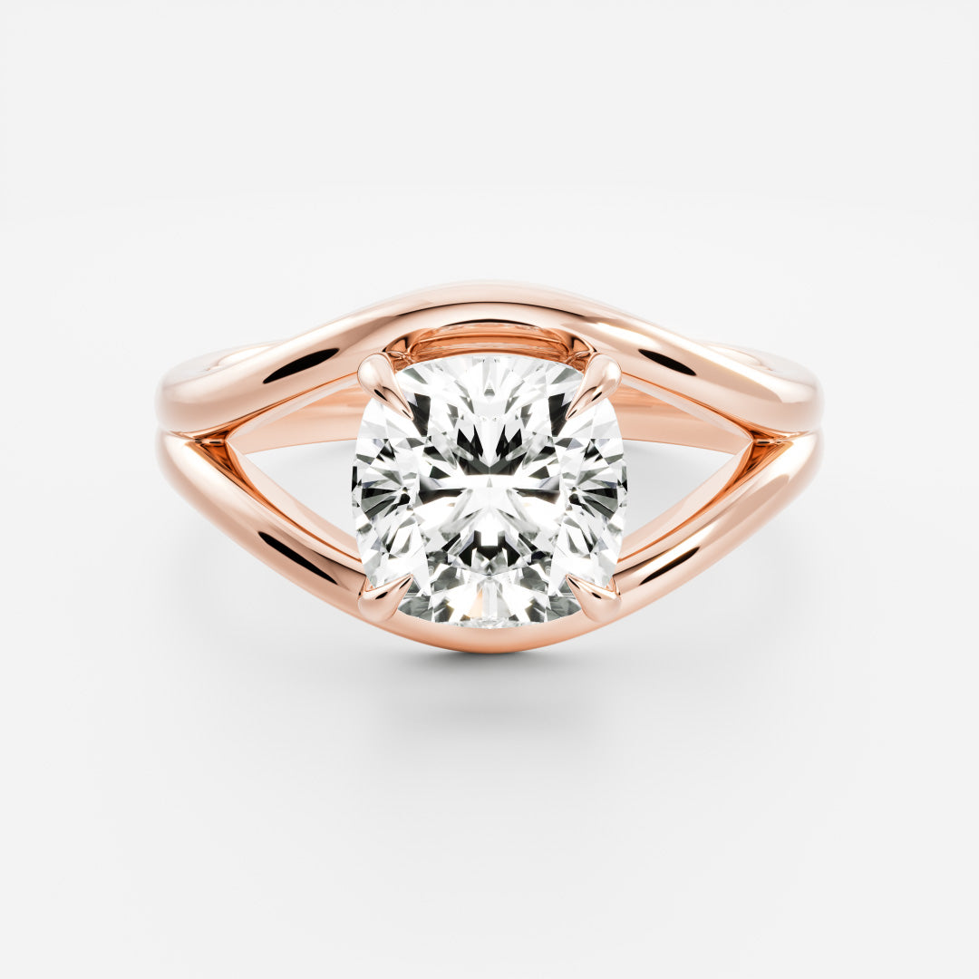 The Elise Ring - Split Shank Cushion Solitaire