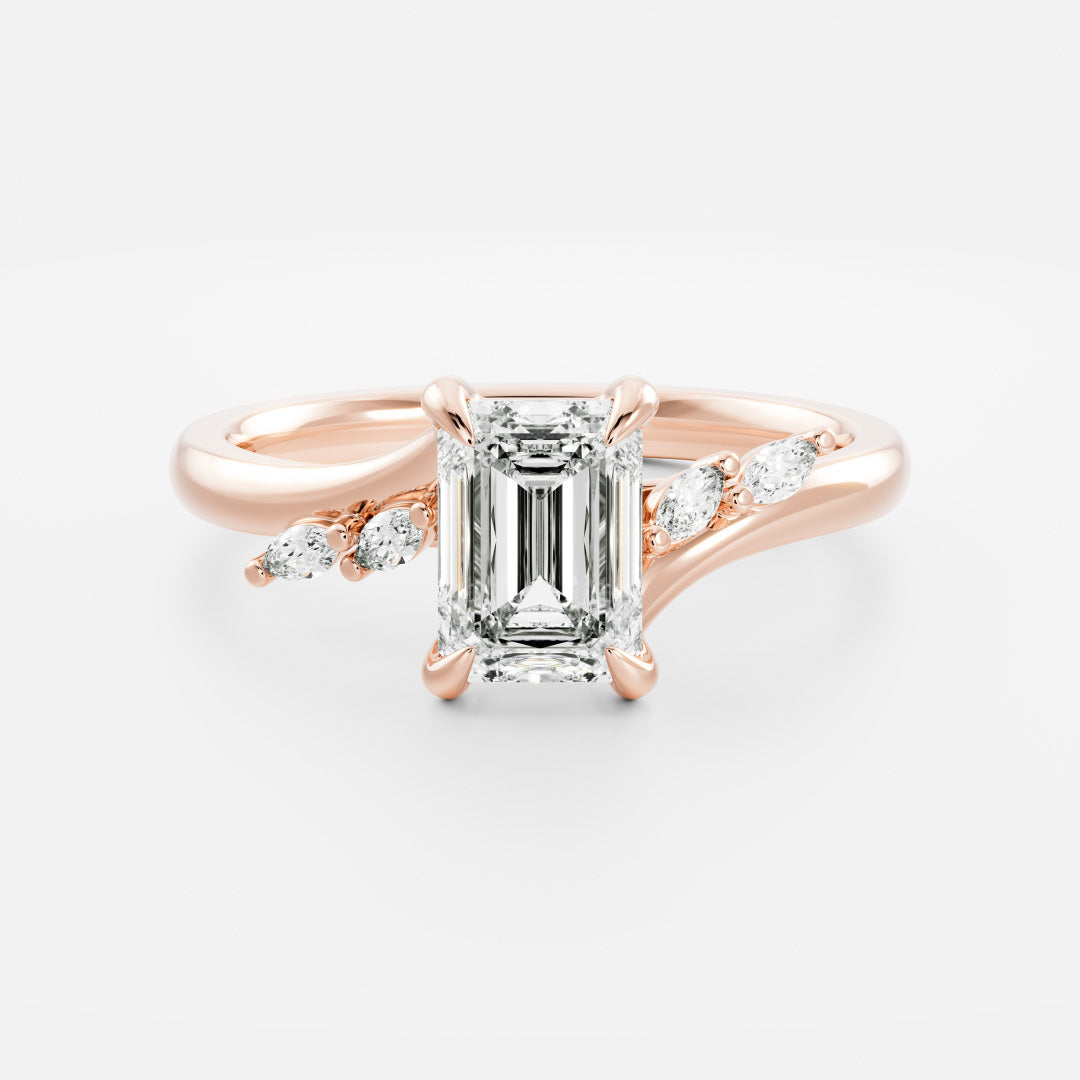 The Amira Ring™ - Emerald with Marquise Accents