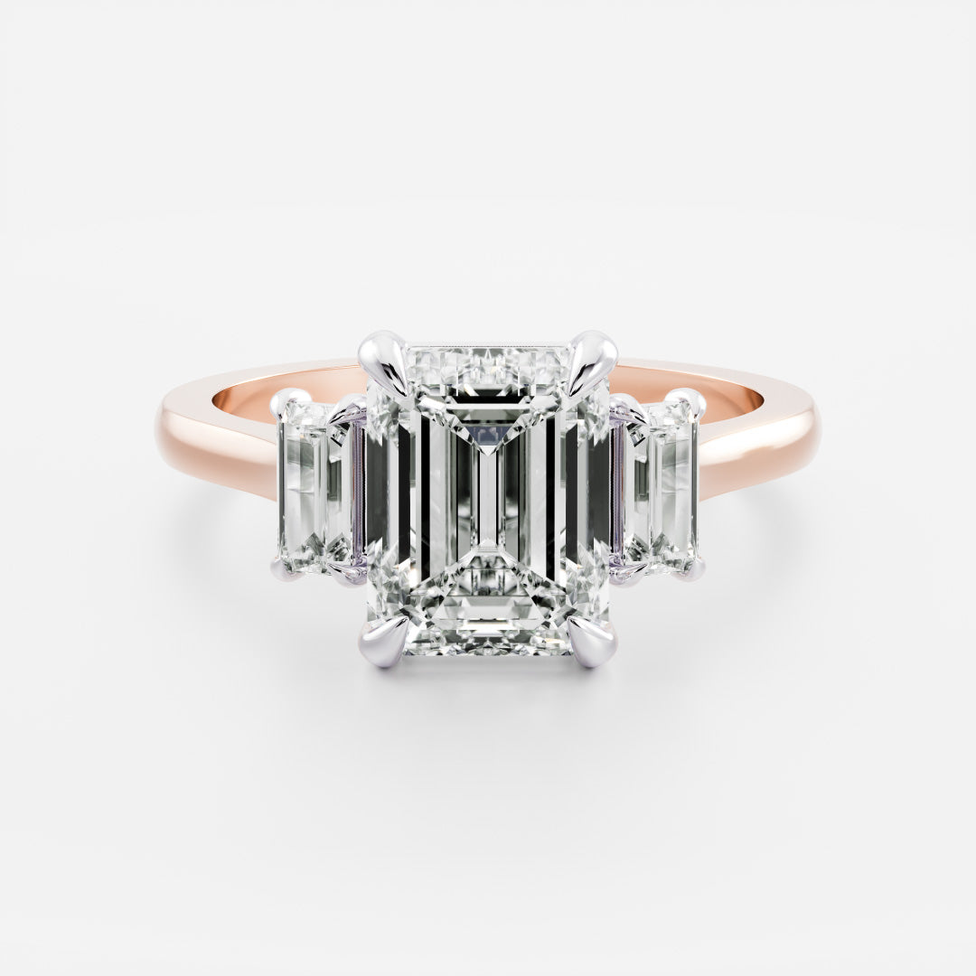 The Viola Ring - Emerald & Baguette Trilogy