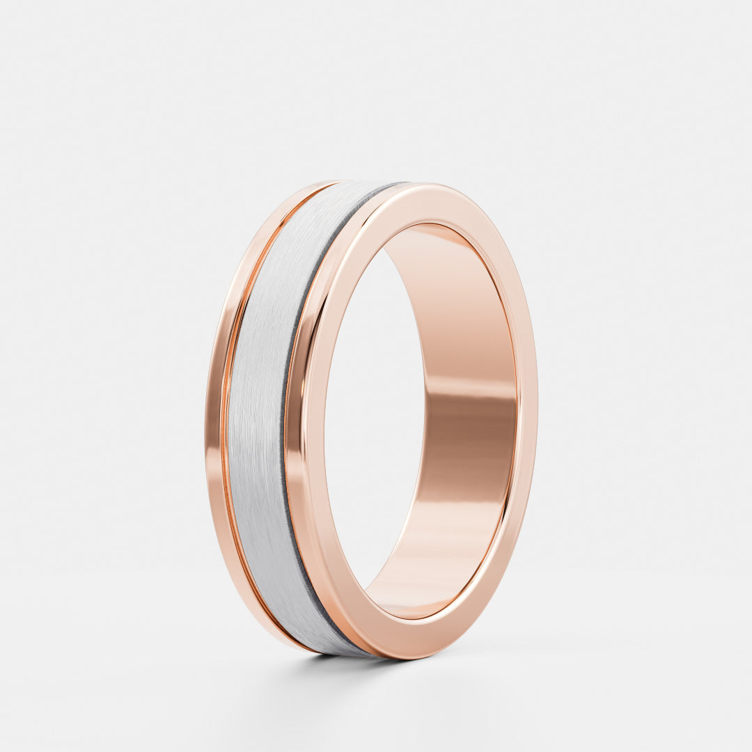 The Hugo Ring - Brushed Dual Grooved Men's Ceremonial Band