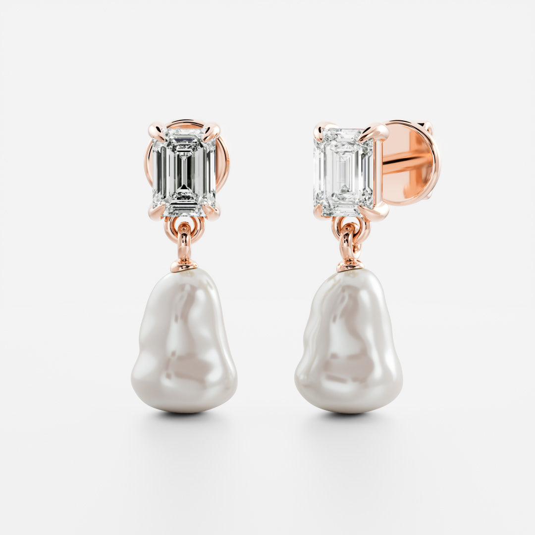 The Angelina Earrings - Keshi Pearl Emerald Drop Earrings