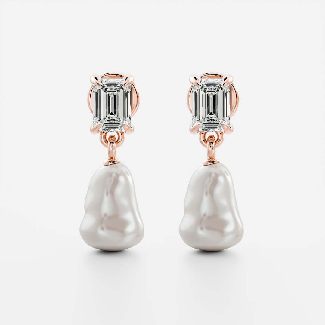 The Angelina Earrings - Keshi Pearl Emerald Drop Earrings