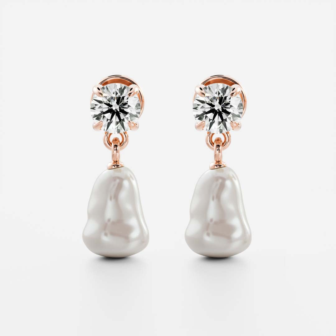 The Angelina Earrings - Keshi Pearl Round Drop Earrings