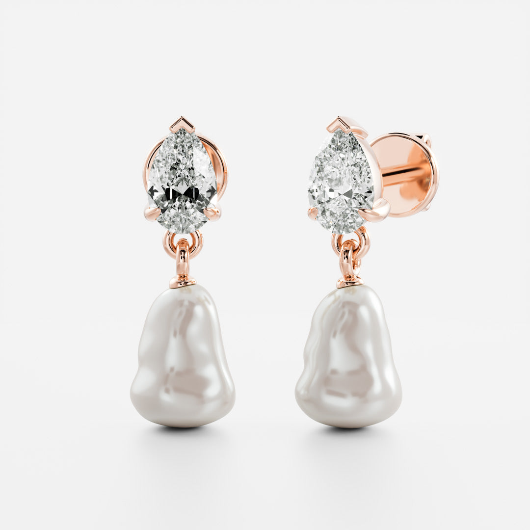 The Angelina Earrings - Keshi Pearl Pear Drop Earrings