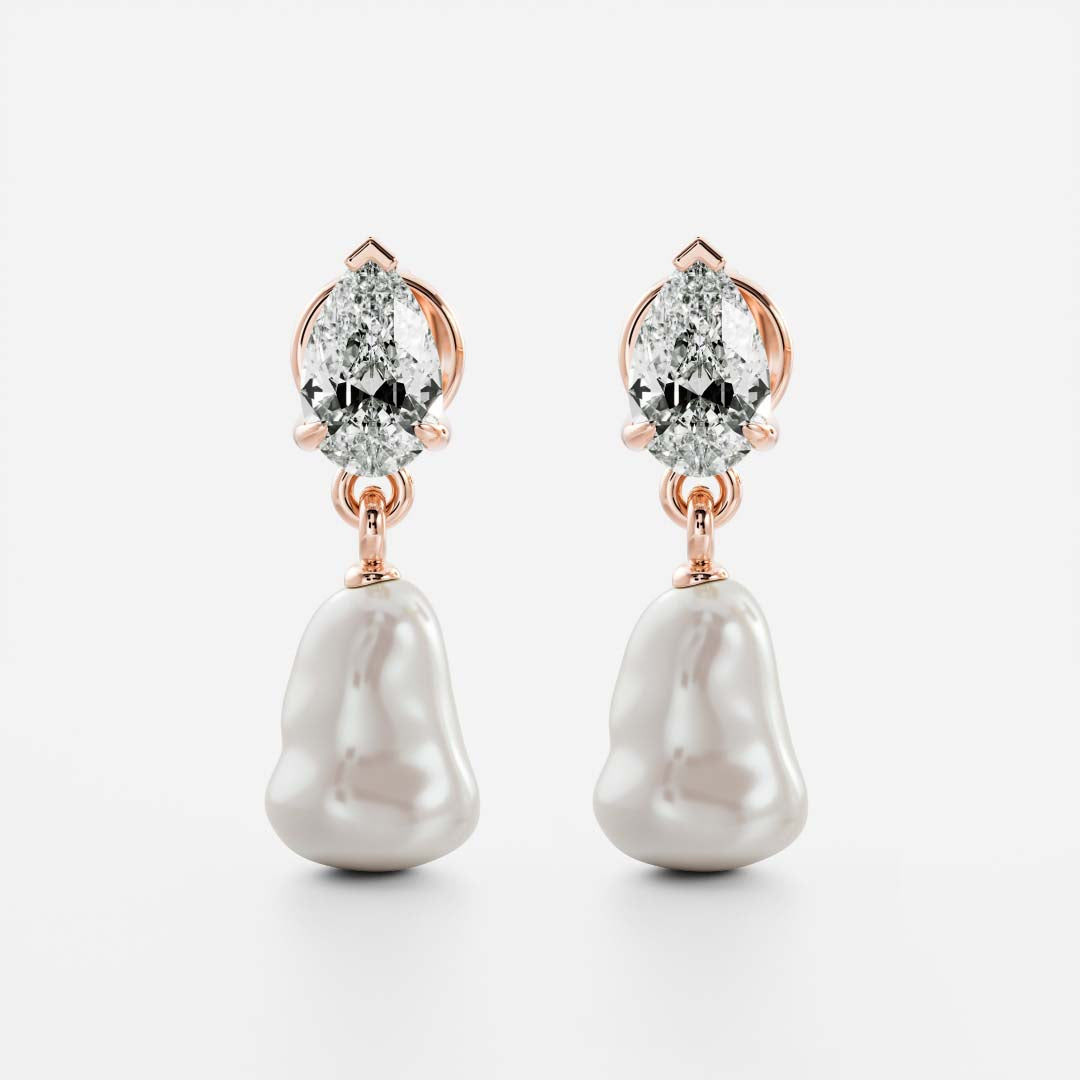 The Angelina Earrings - Keshi Pearl Pear Drop Earrings