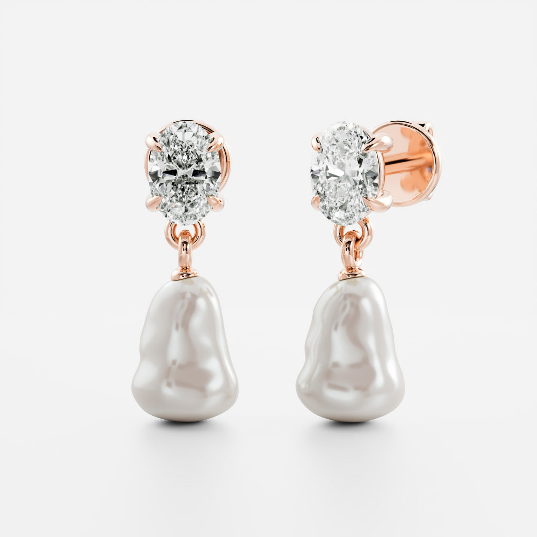 The Angelina Earrings - Keshi Pearl Oval Drop Earrings