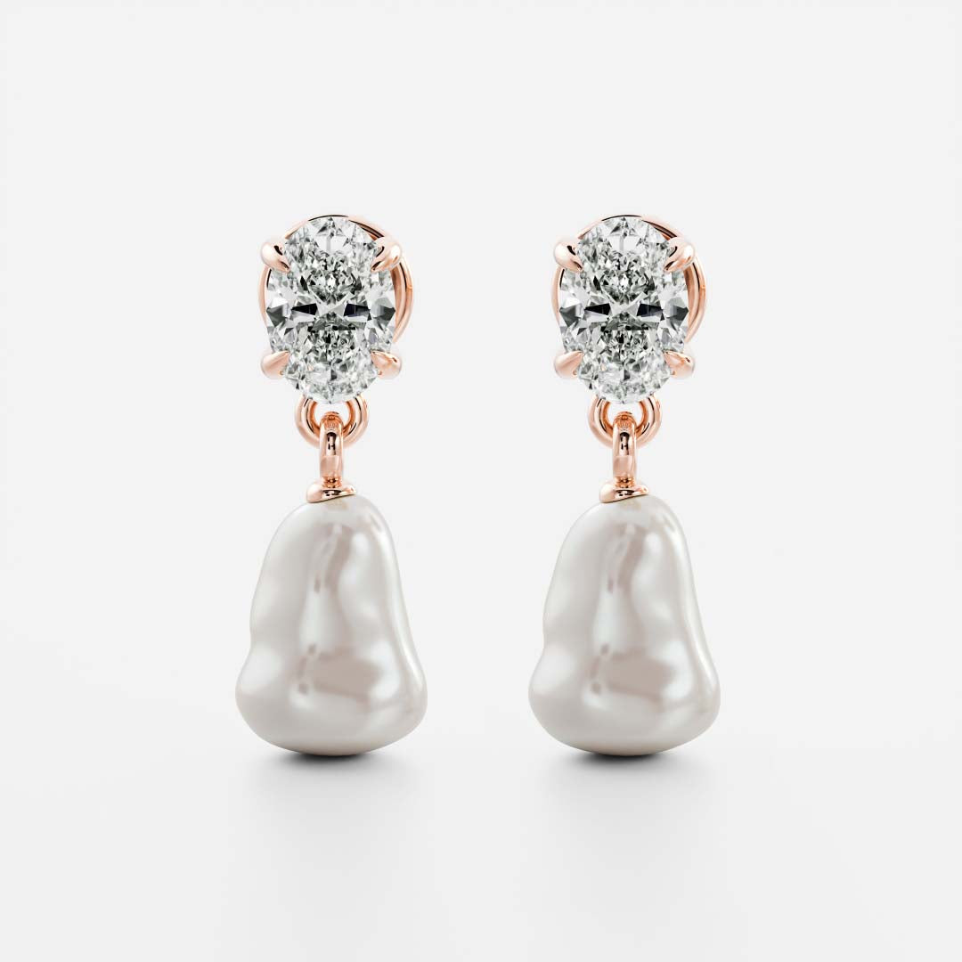 The Angelina Earrings - Keshi Pearl Oval Drop Earrings