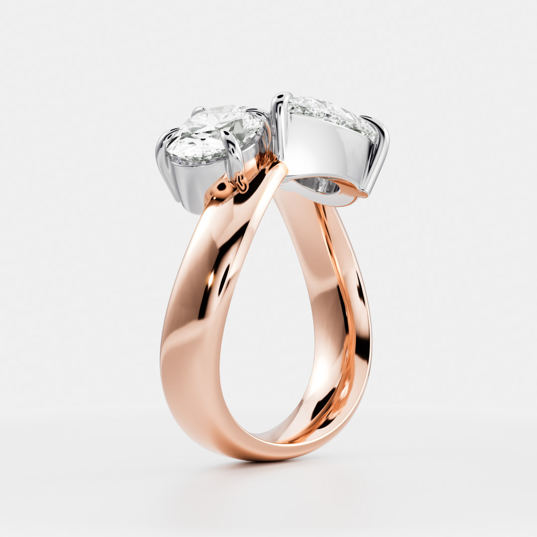 The Maëlys Ring - Oval and Pear Contoured Toi et Moi